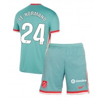 Maglia Calcio Atletico Madrid Robin Le Normand #24 Seconda Divisa Bambino 2024-25 Manica Corta (+ pantaloncini)